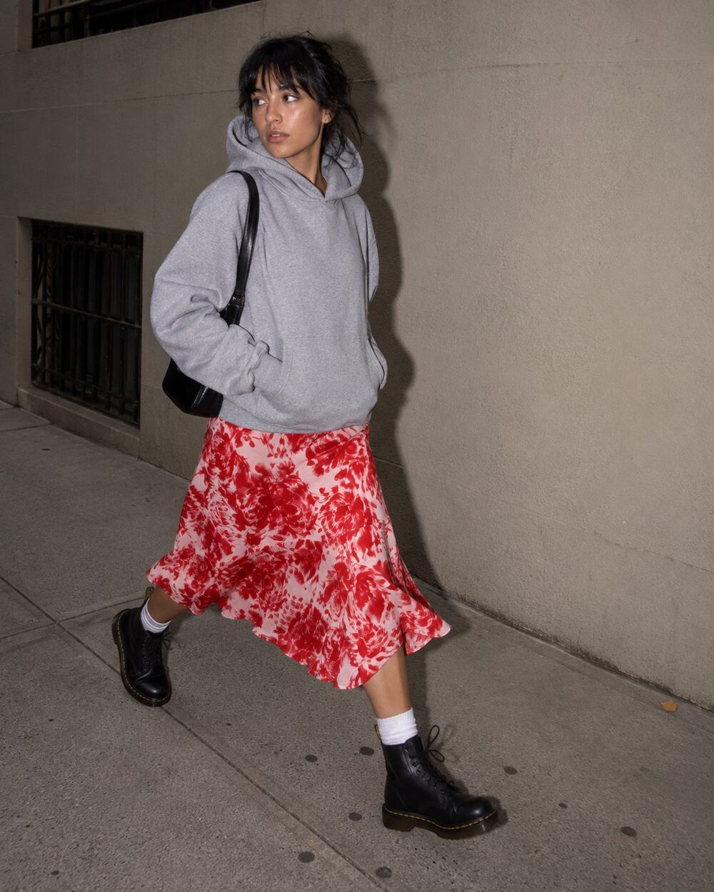 Cato Red & Pink Floral Flare Skirt Size L NWT
